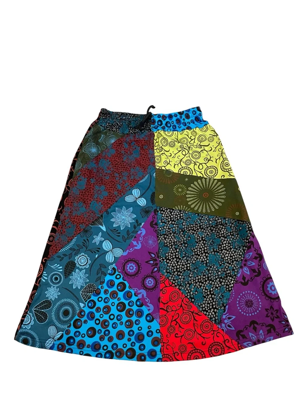 Lunie Va Patchwork style boho hippie midi skirt